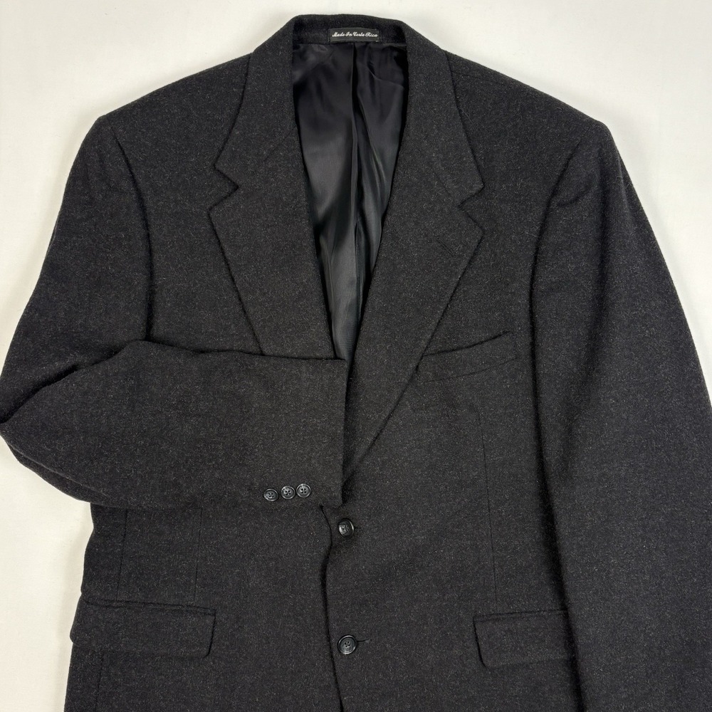 VTG Roundtree & Yorke 100% Camel Hair Sport Coat 42R Charcoal Brushed Flannel